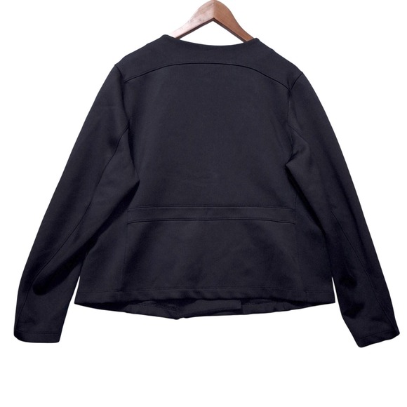 JoyLab Asymmetrical Zip Moto Jacket XXL Black Scuba Knit Biker Goth Edgy - Picture 2 of 11